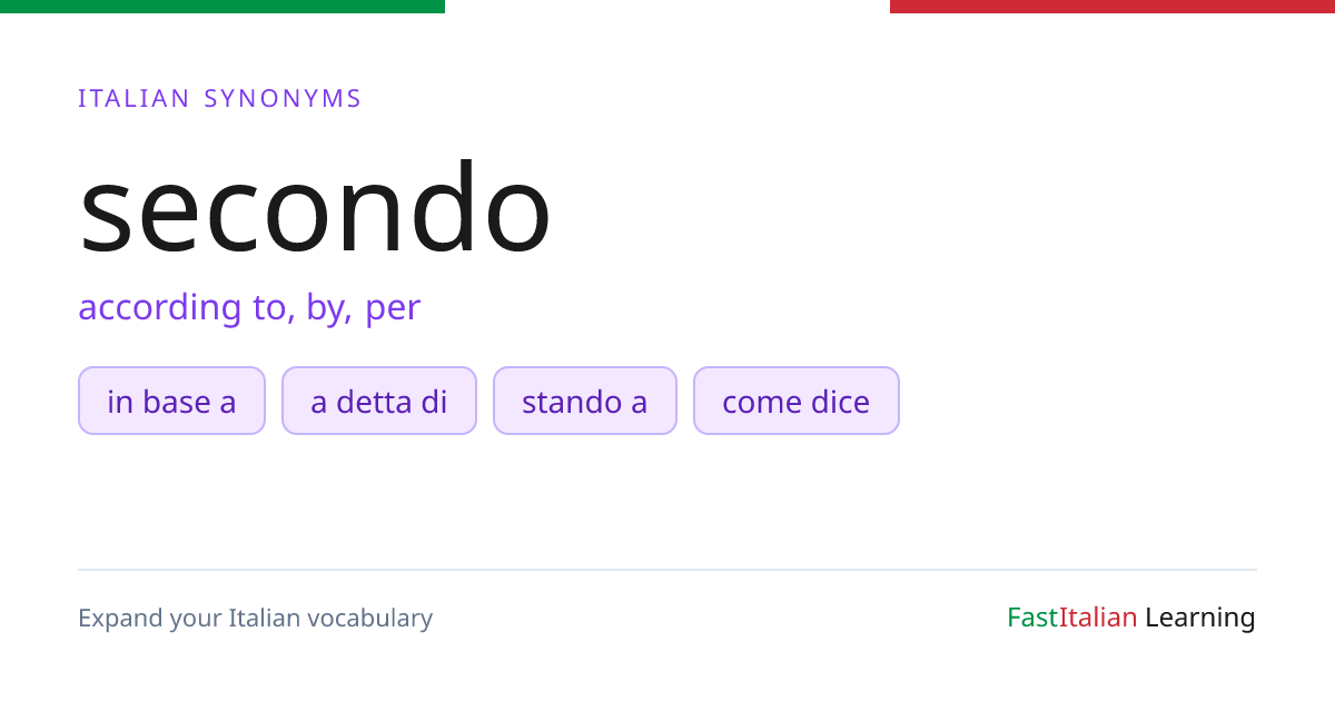 secondo — Italian Synonyms & Antonyms | Fast Italian Learning | Fast ...